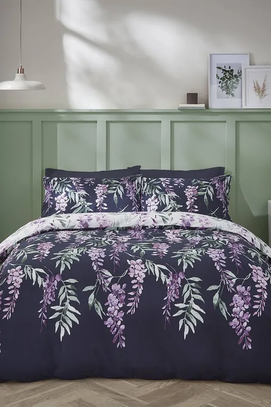 Catherine Lansfield 'Wisteria Floral' Duvet Set in White Size: Double - White - Size: Double