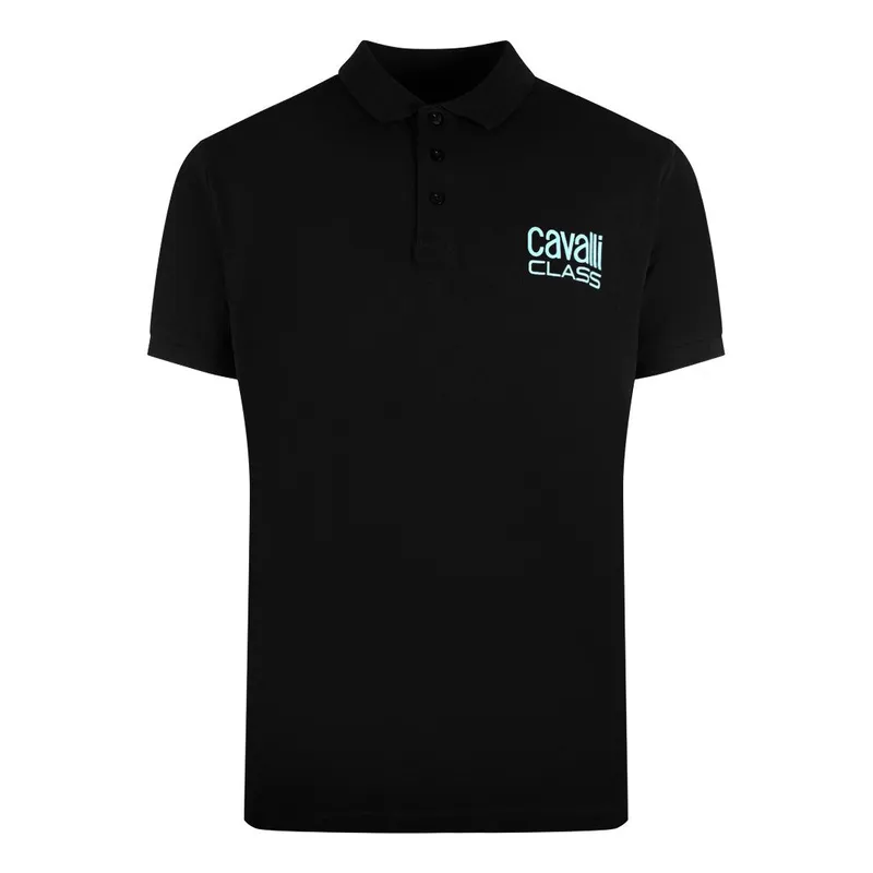Cavalli Class Men's Bold Logo Black Polo Shirt Size: Large Black L