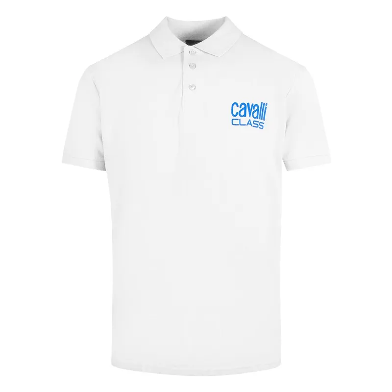 Cavalli Class Men's Bold Logo White Polo Shirt Size: 2XL White 2XL