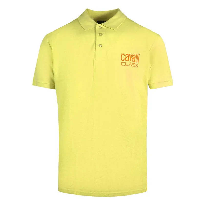 Cavalli Class Men's Bold Logo Yellow Polo Shirt Size: 2XL Yellow 2XL