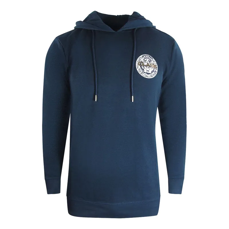 Cavalli Class Men's Large Circle Design Navy Blue Hoodie Size: XL Blue XL