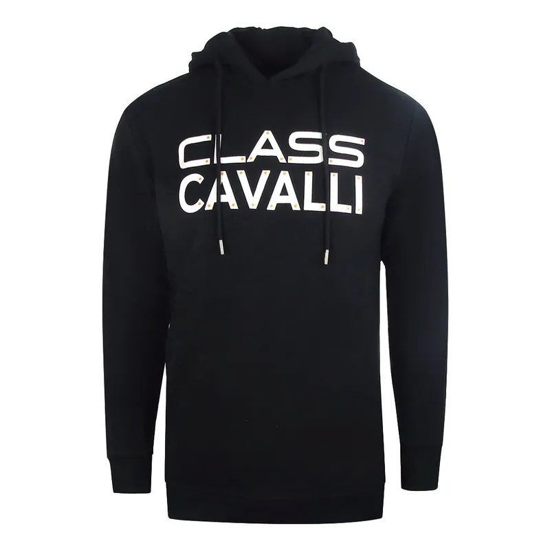 Cavalli Class Men's Reverse Logo Black Hoodie Size: XL Black