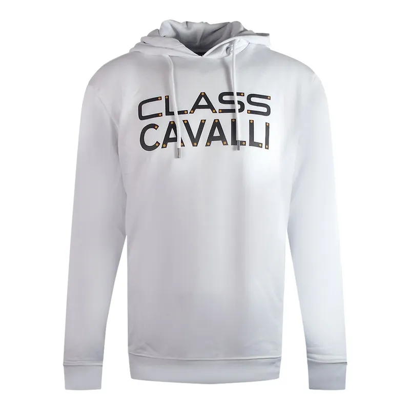 Cavalli Class Men's Reverse Logo White Hoodie Size: XL White