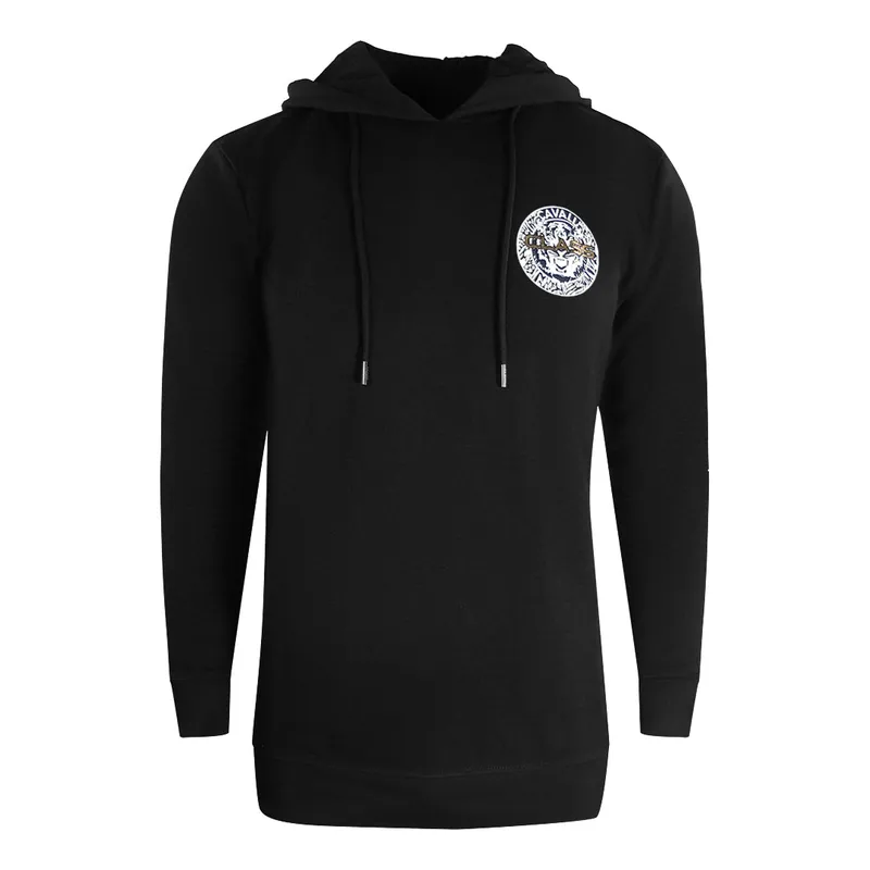 Cavalli Class Mens Large Circle Design Black Hoodie Cotton - Size X-Large