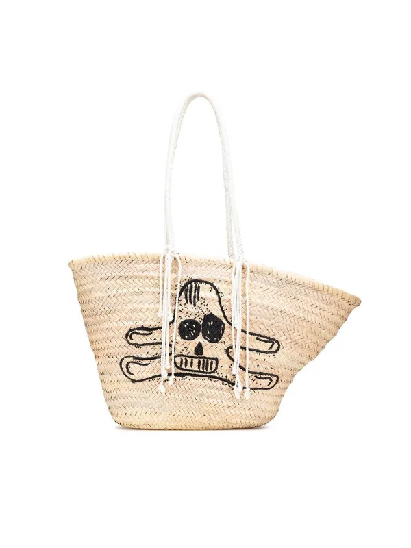 Celine Women's Preloved Andre Butzer Large Raffia Classic Wanderer Embroidered Bag in Brown - Brown