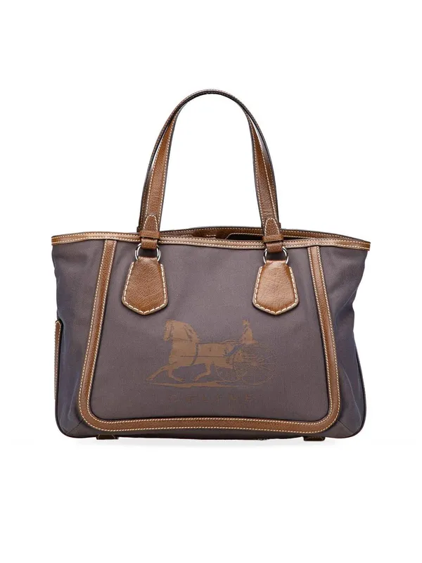 Celine Women's Preloved Canvas Carriage Tote Bag in Brown - Brown - Size: One Size