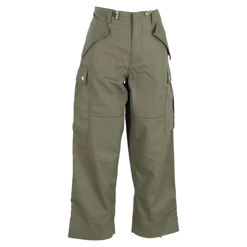 Celine Women's Preloved Cargo Pants in Green Cotton in Olive Size: 34 - Olive - Size: 34