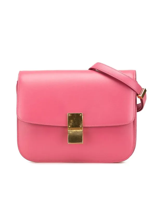 Celine Women's Preloved Medium Calfskin Classic Box in Pink Pink One Size female