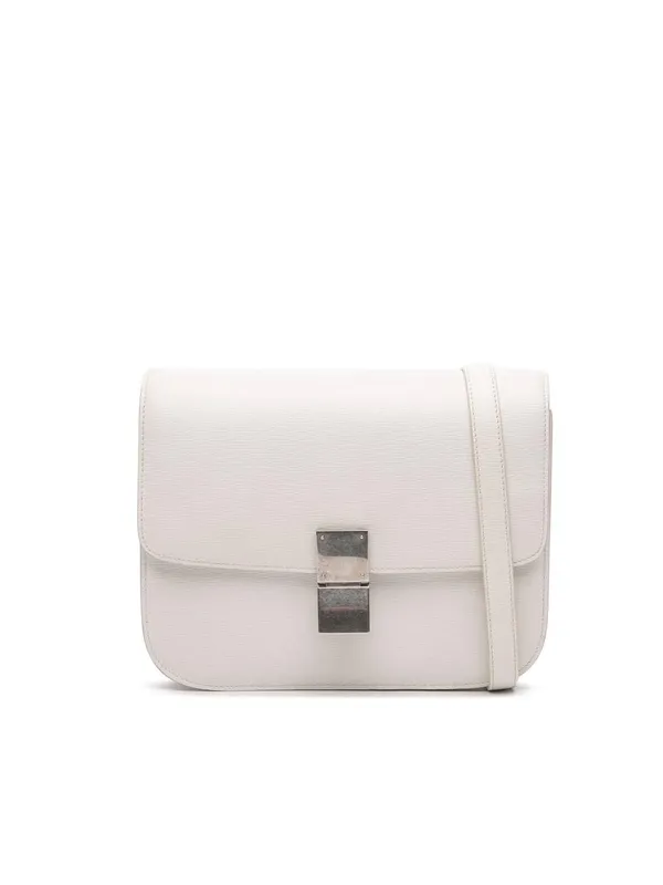 Celine Women's Preloved Medium Calfskin Classic Box in White White One Size female