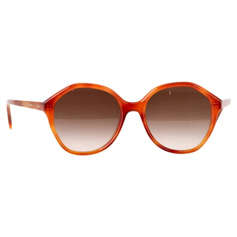 Celine Women's Preloved Round Sunglasses in Orange Acetate - Orange