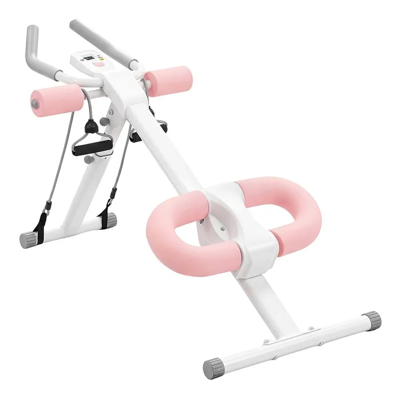 Centra Adjustable AB Machine Foldable Abdominal Trainer Home Workout Monitor in Pink Pink