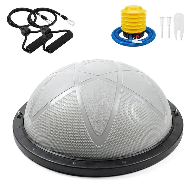 Centra Balance Trainer Ball Resistance Bands Pump Anti Burst Fitness Home in Grey Grey