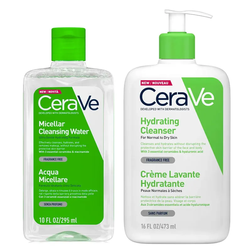 CeraVe Micellar Water 295ml + Hydrating Cleanser 436ml (Double Cleansi
