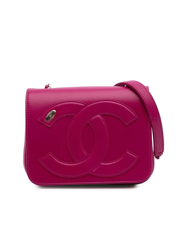 Chanel Women's Preloved Lambskin CC Mania Flap Bag in Pink - Pink