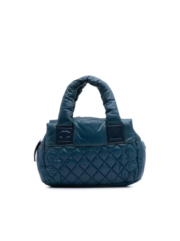 Chanel Women's Preloved Small Quilted Nylon Coco Cocoon Tote in Blue Blue female