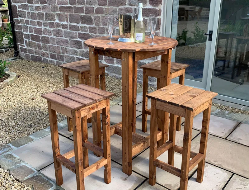 Charles Taylor Trading Alfresco Bar Set Four Seater in Brown Brown