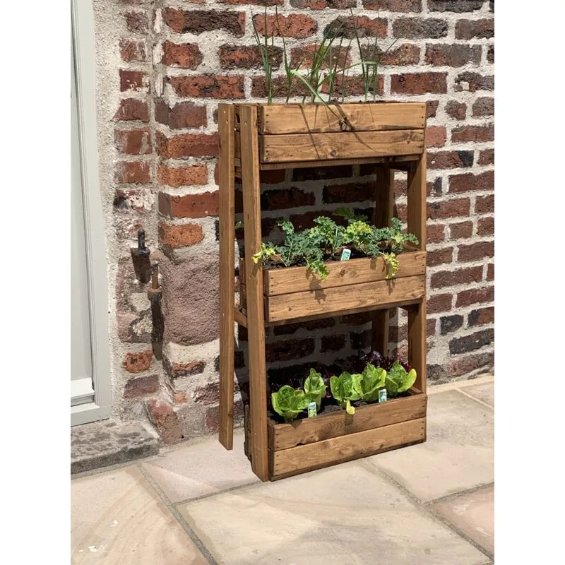 Charles Taylor Trading - Charles Taylor Wooden 3 Tier Stepped Herb Garden Planter Flower Pot Trough