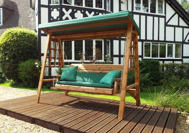 Charles Taylor Trading Dorset Three Seater Swing Green in Brown Brown