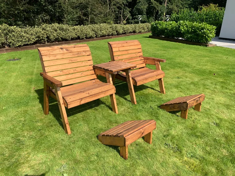 Charles Taylor Trading Grand Twin Set Straight With Footstools in Brown Brown
