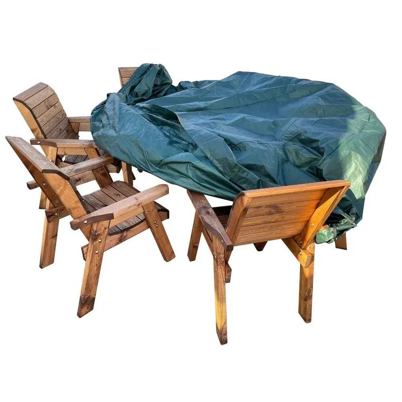 Charles Taylor Deluxe Fitted Six Seater Round Table Set Cover in Green Green
