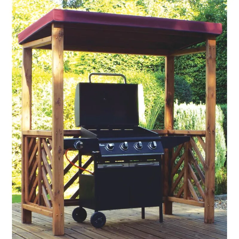 Charles Taylor - Wooden Dorchester Garden bbq Arbour Shelter Red Roof Cover