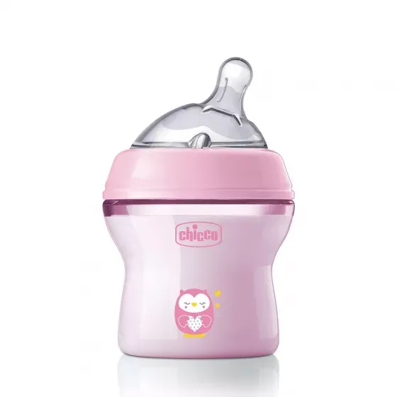 Chicco NaturalFeeling Silicone Bottle 0M+ 150ml Pink Owl