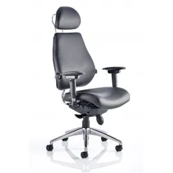 Chiro Plus Ultimate Black Bonded Leather With Arms With Headrest R