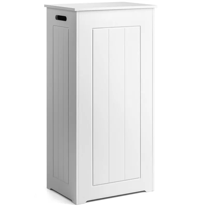 Christow White Laundry Box Wooden Bathroom Storage Basket Linen Clothes Cabinet White