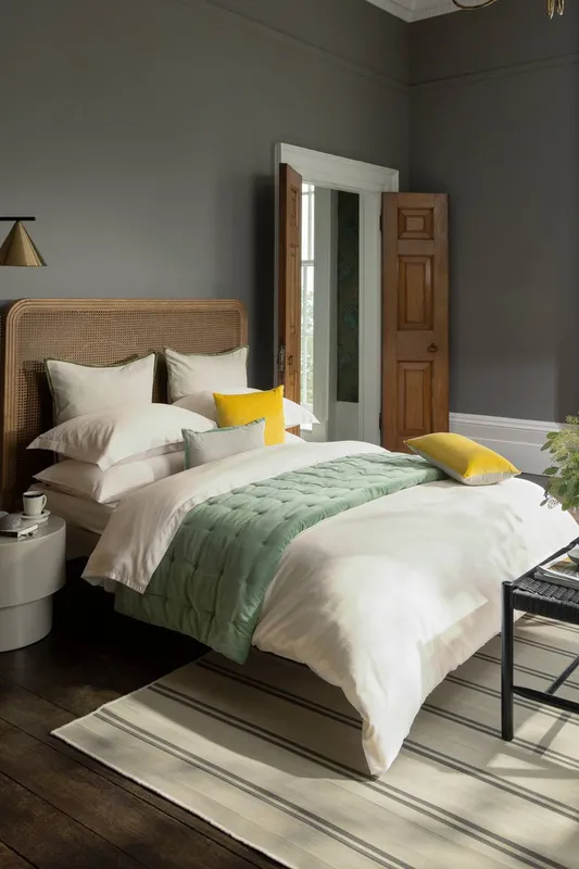 Christy 400TC Luxury Cotton Sateen Plain Dye Duvet Cover Sets in Ivory Size: King - Ivory - Size: King