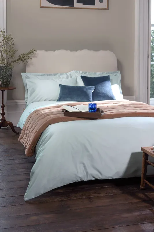 Christy 400TC Luxury Cotton Sateen Plain Dye Duvet Cover Sets in Light Grey Size: Double - Light Grey - Size: Double