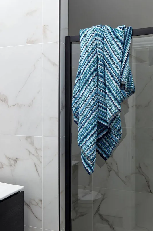 Christy 'Carnaby Stripe' 100% Cotton Yarn Jacquard Towels in Blue Size: Bath Towel - Blue