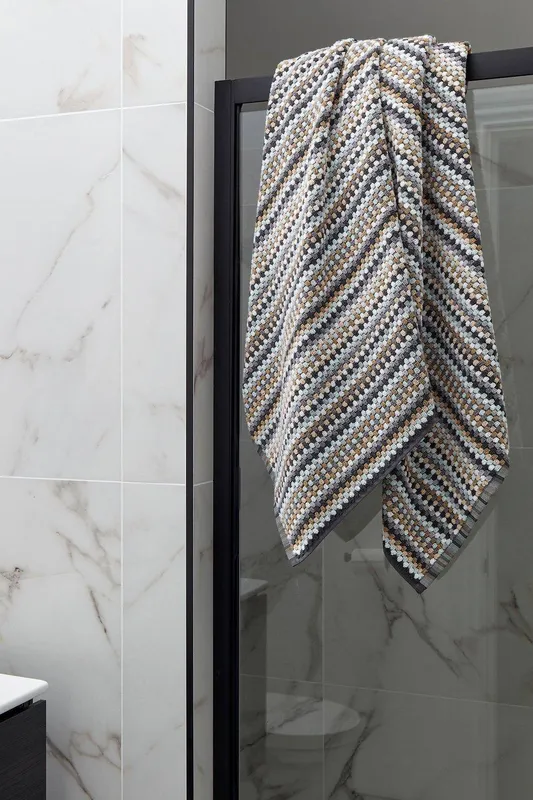 Christy 'Carnaby Stripe' 100% Cotton Yarn Jacquard Towels in Brown Size: Bath Sheet Brown Bath Sheet