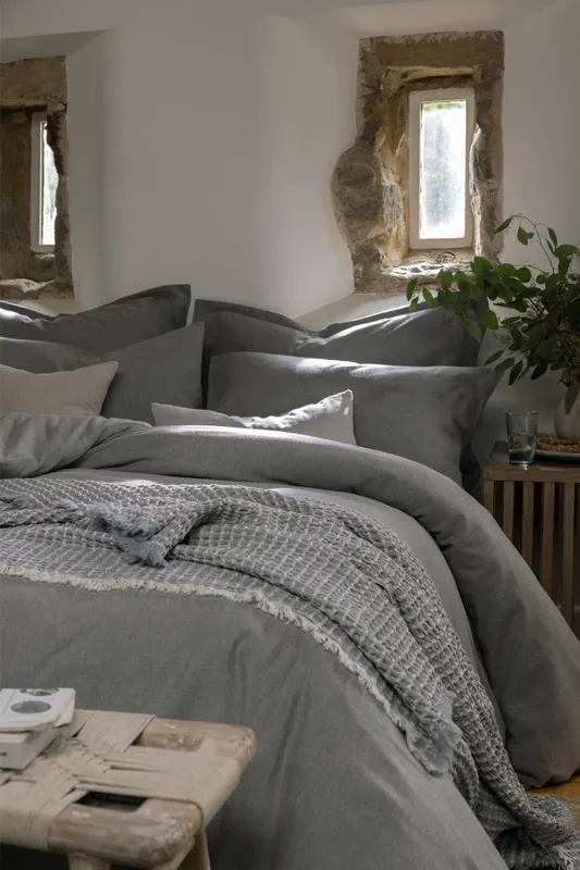 Christy Flannel Marl Super Soft Brushed Cotton Duvet Sets in Grey Size: Super King Grey Super King