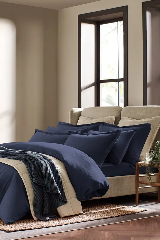 Christy Flannel Marl Super Soft Brushed Cotton Duvet Sets in Navy Size: Super King - Navy