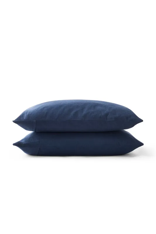 Christy Unisex Flannel Marl Super Soft Brushed Cotton Standard Pillowcase Pair in Navy Navy female
