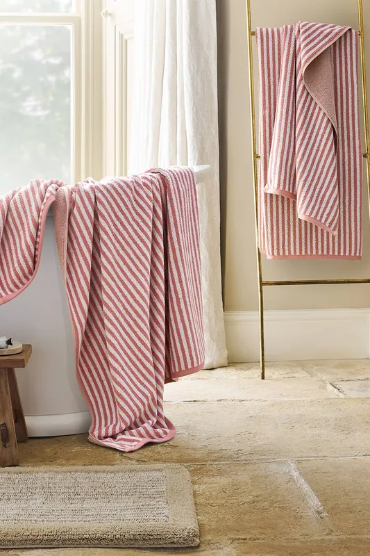 Christy 'Portobello Stripe' Coastal Inspired Towels in Pink Pink