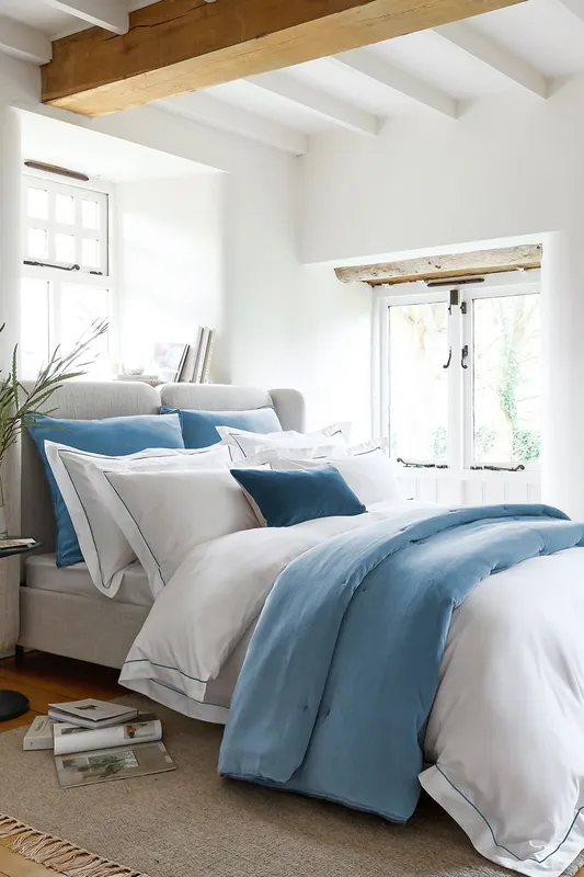 Christy Premium Sateen Satin Soft Duvet Cover Sets in Blue Size: King Blue King