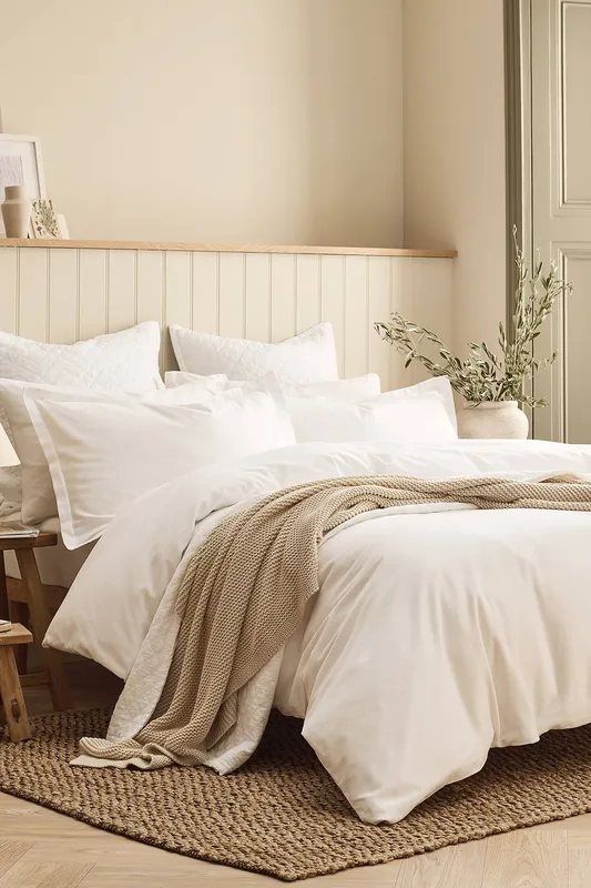 Christy Unisex Flannel Marl Super Soft Brushed Cotton Duvet Sets in White Size: King White King female