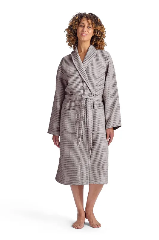 Christy Women's 'Waffle' 100% Turkish Cotton Kimono Style Bathrobe in Grey Size: Large/XL - Grey - Size: L/XL