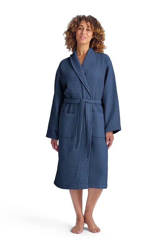 Christy Women's 'Waffle' 100% Turkish Cotton Kimono Style Bathrobe in Navy Size: Small/Medium - Navy