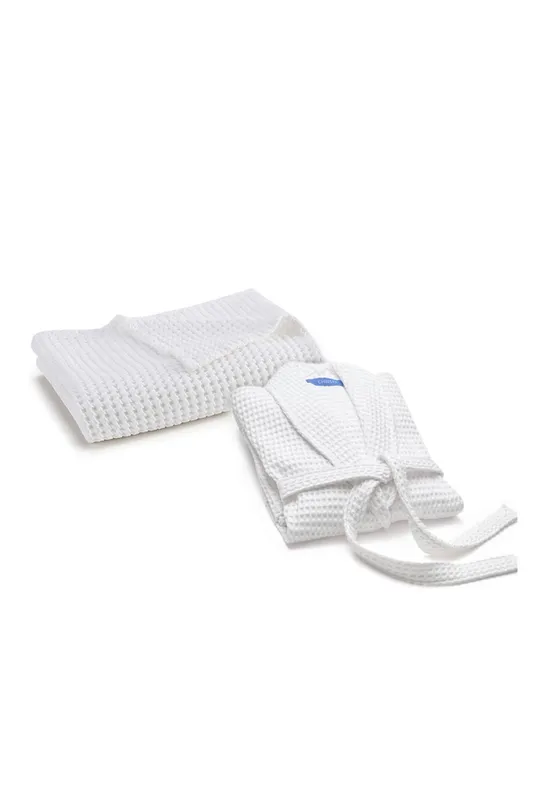 Christy Women's Waffle Kimono Style Robe & Bath Sheet Gift Set in White Size: Small/Medium - White
