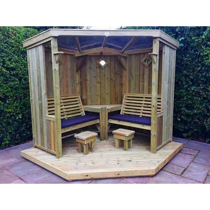 Churnet Valley Garden Furniture Ltd 4 Seasons Room Covered Arbour - Assembly Incl - Set of Cushions Inc in Brown Brown