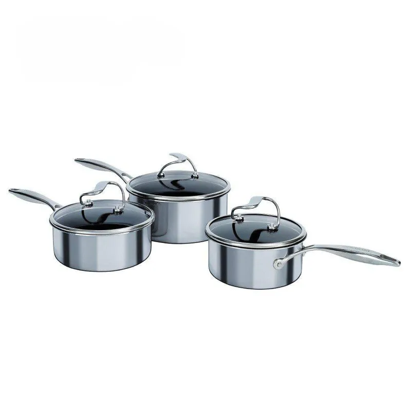 Circulon SteelShield C-Series Saucepan Set Non Stick Stainless Steel - Pack of 3 in Silver Silver