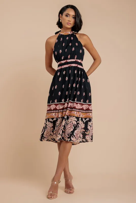 Womens Halter Neck Dress Goddiva Noir 44