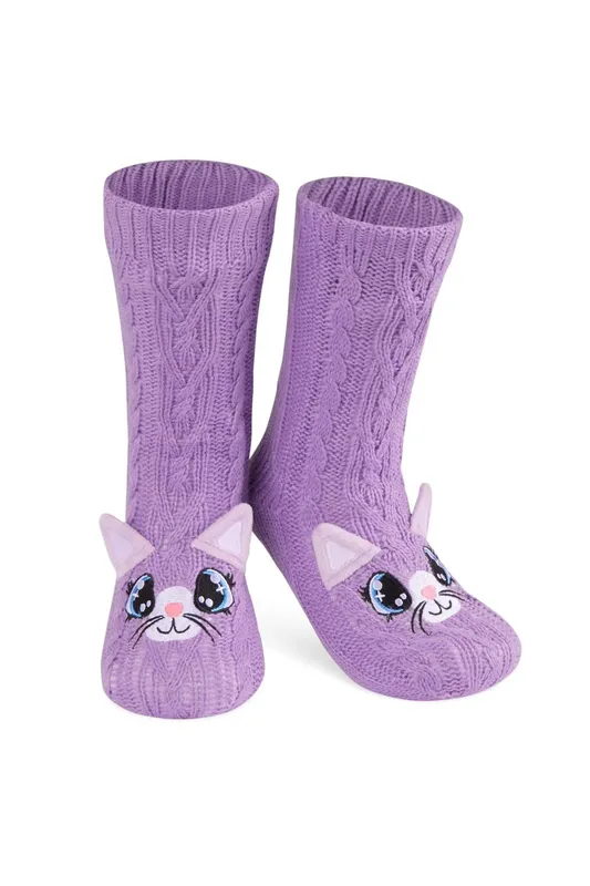 CityComfort Women's Cat Slipper Socks in Purple Purple female