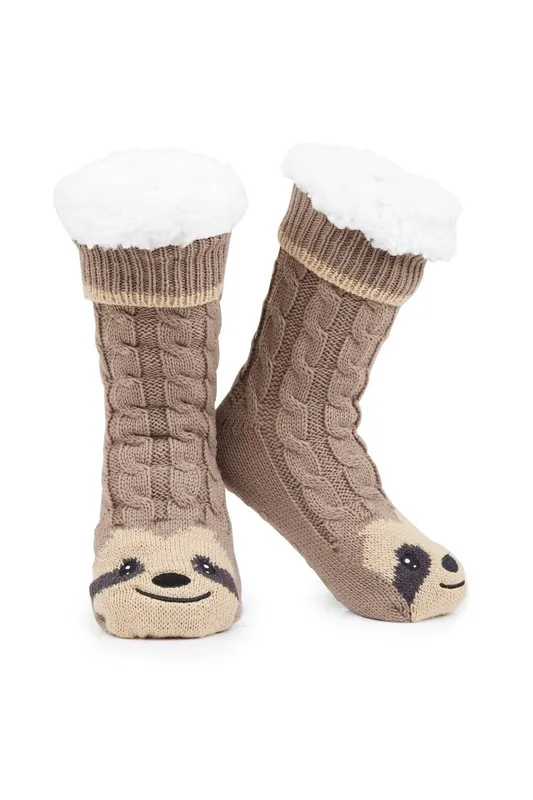 CityComfort Women's Fluffy Slipper Socks in Brown Brown