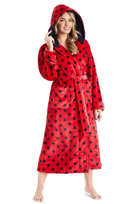 CityComfort Women's Hooded Bathrobe in Red Size: Medium - Red