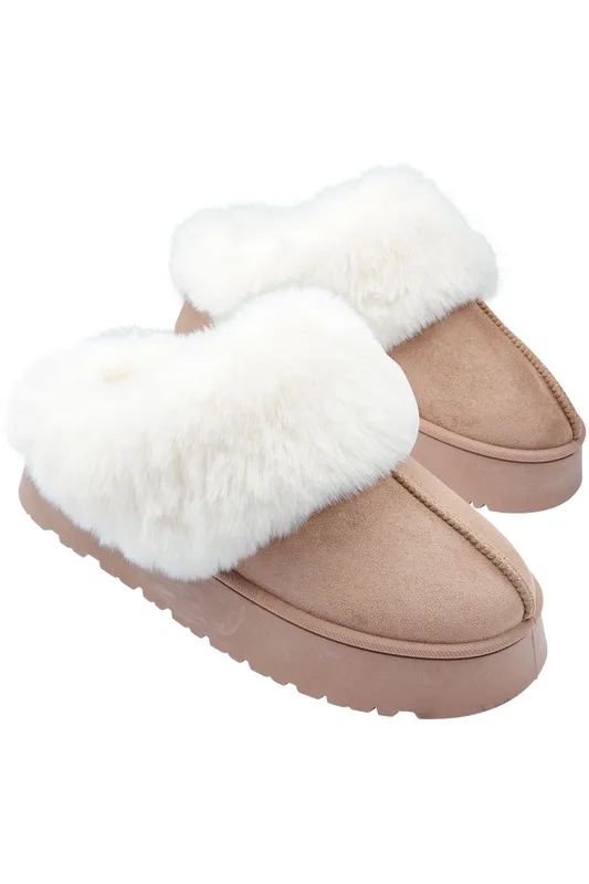 CityComfort Women's Slipper Boots in Beige Size: 7 Beige 7