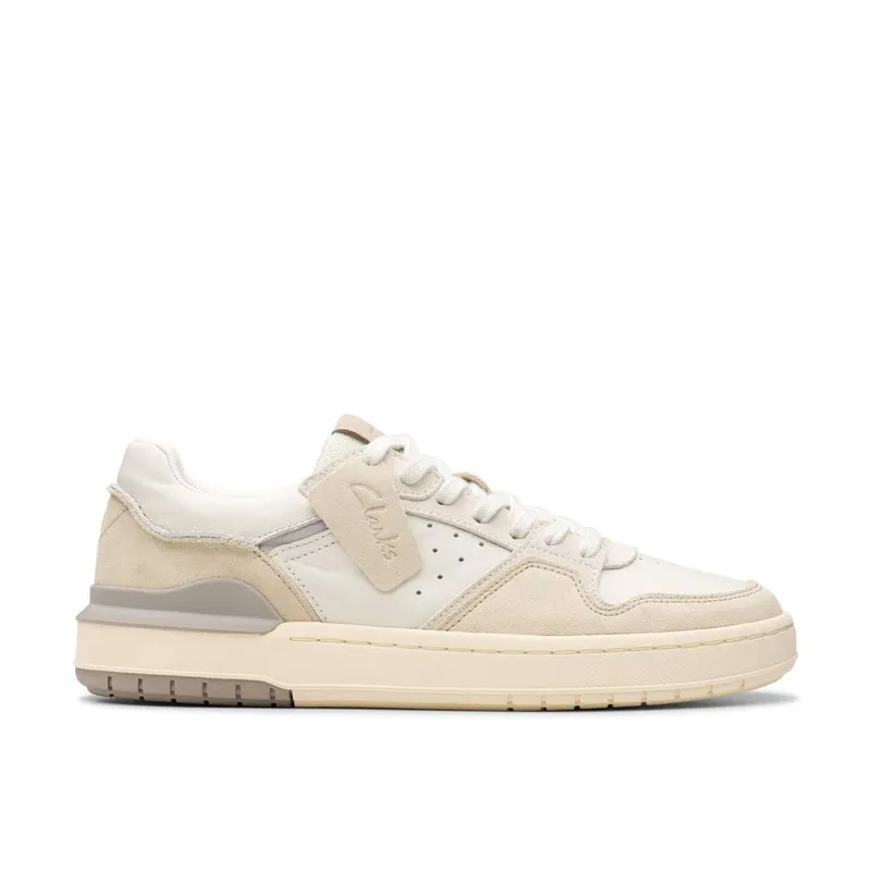 Clarks Men's Courtlite 2 Lo White Suede Trainers, Lace Up Size: 9.5/Standard Fit Off White female