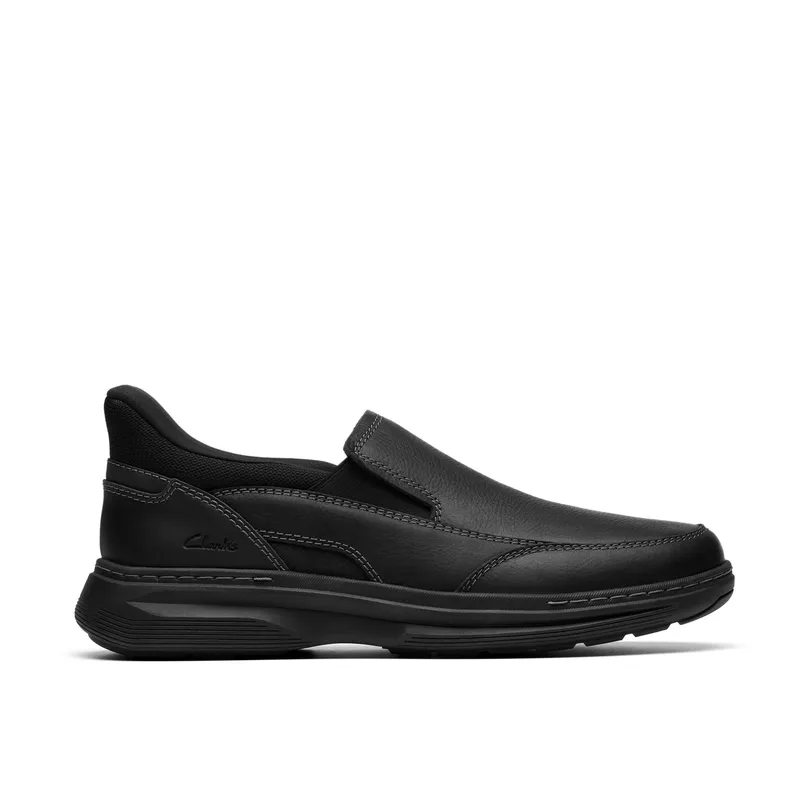 Clarks Men's Craftwell Step Black Tumbled Slip Ons Size: 11-Standard Fit Black 11-Standard Fit